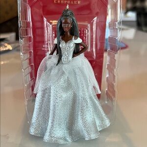 Hallmark Holiday Barbie Ornament in Silver and White